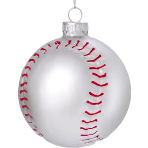 Joiedomi Christmas Baseball Glass Small Ornament, Funny Sports Ball Glass Blown Mini Ornament, Boys Sports Decorations for Xmas Gift Holiday Party Favor Indoor Decoration