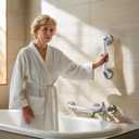 ABLECARE 2 Pack 16 Inch Elderly Heavy Duty Shower Handle, Seniors Grab Bars for Bathtubs, Suction Cup Removable Handrails, Safety Bathroom Grip for Handicap (Light Gray)