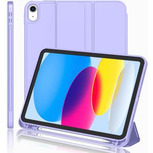 iMieet iPad (A16) Case 11th Gen/iPad 10th Generation Case [11-Inch 2025/10.9 Inch 2022] with Pencil Holder, Trifold Stand Smart Cover with Soft TPU Back,Auto Wake/Sleep (Light Purple)