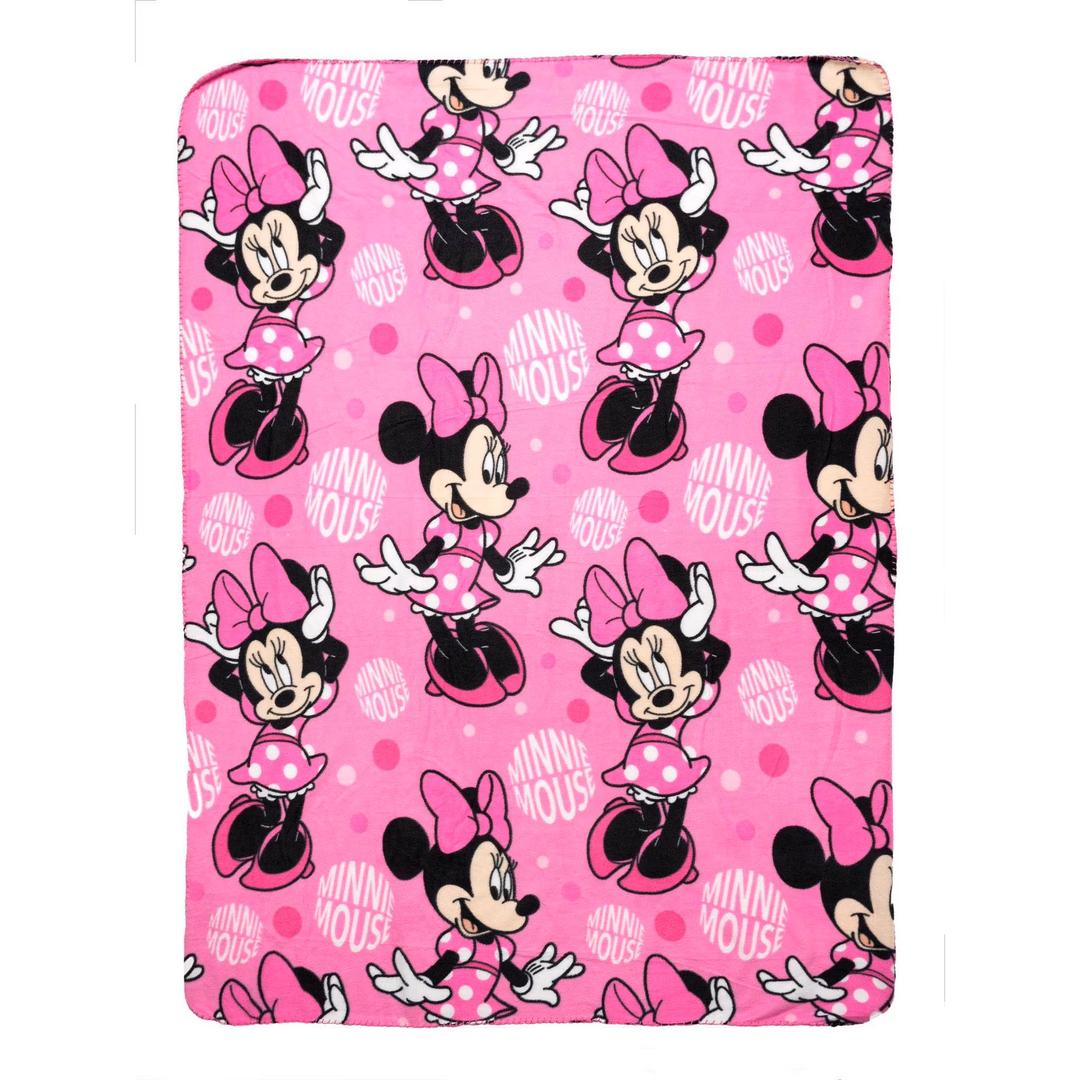 Pair of Minnie Mouse Throw Blankets, 70" x 46", Pink