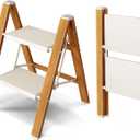 Taranta 2 Step Ladder,Aluminum Lightweight Folding 2 Step Stool with Anti-Slip Wide Pedal, 330lbs Capacity Step Ladder for Household,Kitchen,Office - White Woodgrain