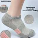 Womens Athletic No Show Socks, Cushioned Ankle Running Socks, Breathable, 4 Pairs (Grey)