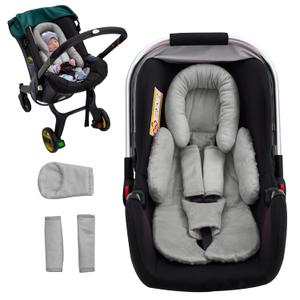 Baby Car Seat Head Support for Doona Stroller, Thickened Infant Carseat Head Support with 3 Strap Covers, Reversible Car Seat Insert for Newborn, Baby Car Seat Cushion with Filled Natural Cotton (Gray)