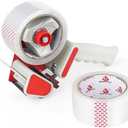 BOMEI PACK Heavy Duty Packaging Tape Dispenser, 2 Inch Tape Gun with Clear Tape, 1 Dispenser + 2 Rolls