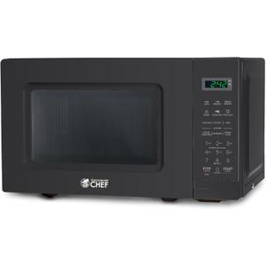 Commercial Chef 0.7 Cu. Ft. Countertop Microwave Oven, Touch Controls with Digital LED Display, 700W Small Microwave with 10 Turntable Plate, Push Button Door, 10 Power Levels, CHM7MB, Black