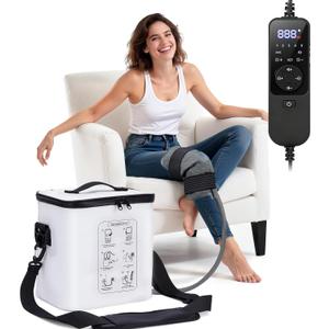 fiveoffo Ice Machine for Knee After Surgery - Programmable Timer Cold Therapy Machine, Portable, Quiet Pump, 12H Cooling, Knee Replacement Recovery System, Cryotherapy Pain Relief & Swelling, Compression Pad