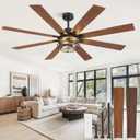65 Inch Ceiling Fans with Lights, Farmhouse Ceiling Fan with Lights and Remote, Dual Finish 8 Blades Black Caged Rustic Ceiling Fans with 6 Speed Reversible Motor for Indoor/Covered Outdoor