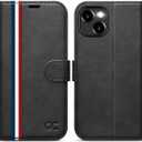 OCASE Compatible with iPhone 15 Plus Wallet Case, PU Leather Flip Folio Case with Card Holders RFID Blocking Kickstand [Shockproof TPU Inner Shell] Phone Cover 6.7 Inch 2023, Spliced Gray