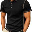 Sailwind Mens Henley Shirts Casual Lightweight Summer T-Shirt Cotton Maverick Short Sleeve, Large