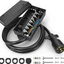 7 Pin Trailer Wiring Harness Kit with 6FT Heavy Duty 7 Way Plug Inline Trailer Cord and Waterproof 7 Way Trailer Junction Box for RV, Truck, and Camper