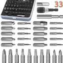 33pc Screw Extractor Set Easy Out Bolt Extractor Kit & Screwdriver Bits HSS Stripped Screw Extractor 2-in-1Damaged Screw Extractor Kit, 2 Extension Bit Holders, Socket Adapter
