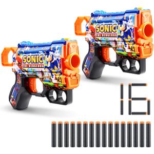 XSHOT Skins Menace - Sonic Mega (2 Pack + 16 Darts) by ZURU, Easy Reload, Air Pocket Dart Technology, Toy Foam Dart Blaster for Kids, Teens, Adults, Frustration Free Packaging