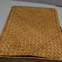 Set of 2 Flat Seagrass Storage Bins with Lid Wicker Storage Baskets for Organizing, Woven Shelf Organizer Bins Home Utility Organizer Box for Home & Office Supplies (Caramel)