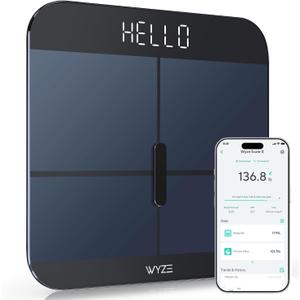 Wyze Smart Scale X - Digital Bathroom Scale for Body Weight, BMI, Body Fat, Muscle Mass, Heart Rate Monitor | ITO Glass & LED Backlight | Batteries Included, 400 lbs