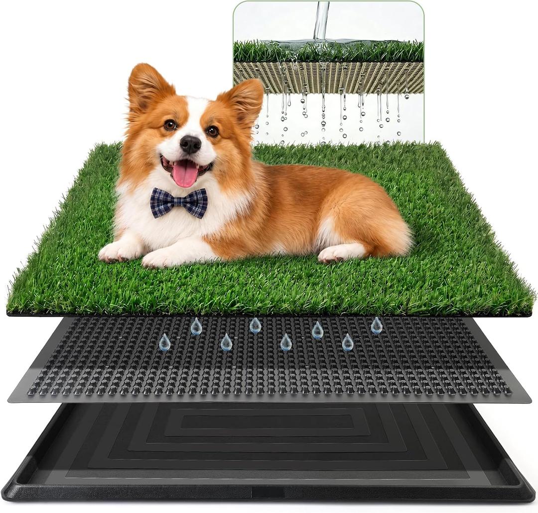 Powools Grass Pad for Dogs Potty, 3-Layer Reusable, Washable, 30 x 20 in