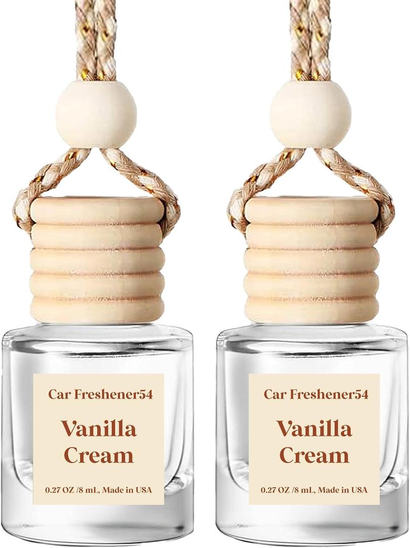 HoogaLife Car Air Freshener Diffuser 2 Pack Hanging Air Freshener Diffuser - Vanilla Cream Fragrance Oil Air D iffuser for Car, 45+ days Long Lasting Fragrance Made in USA C ar Air Fresheners