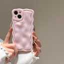 FABSPARK Case for iPhone 15 Pro, Cute 3D Solid Color Meteorite Bubble Water Ripple Curly Wavy Frame Case, Soft TPU Shockproof for iPhone 15 Pro 6.1 Inch, Cream Pink