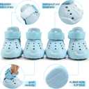 Dog Shoes, Dog Sandals for Hot Pavement, Non-Slip Waterproof Dog Booties for Winter Snowy Day and Summer, Adjustable Straps Easy-Clean Beach Outdoor Pet Boots Rugged Sole-4Pcs Blue