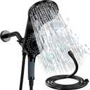 2 IN 1 Anti Clogging High Pressure Magnetic Shower Heads With Handheld Spray Combo And Shower Faucet Set Up 8 Spray ModesBlack Detachable Dual Shower Head