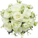 2 Pack Artificial Flowers Bouquet, 10 Pcs Austin Roses Silk Flowers Heads, Fake Peonies Flower for Home Decor Table Centerpieces Wedding Bridal Bouquet Mother's Day Valentine's Day, White