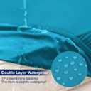 Smiry Waterproof Patio Cushion Covers, Stretch Outdoor Couch Slipcovers Replacement Washable Furniture Protector Sofa Chair Seat Cover for Dogs and Pets (8 Pcs, Teal)