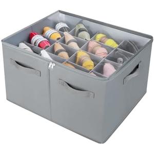 Amazon.com: TOPIA HOME Shoe Organizer for Closet, Foldable Shoe Box with Adjustable Dividers and Clear Cover, Space Saving Shoe Storage Organizer Cabinet with Reinforced Handles, Fits 16 Pairs, Gray, TP09G : Home & Kitchen