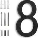 7 Inch Black House Numbers, Floating Flush Mount Aluminum Address Numbers, Modern Metal Numbers for Houses  Large, Weatherproof, Easy to Install Number 8