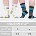 MAKABO Men's Cushioned Athletic Socks 3-Pack, Cushioned Crew Socks with Arch Compression for Sports (5-8, Black/White/Yellow/Multicolor -3m)