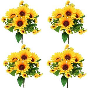 Artificial Sunflower Bouquet, Fake Silk Sunflower Flowers, Realistic Silk Sunflowers for Home Hotel DIY Craft Wedding Party Decoration Indoor and Outdoor Decor