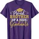 Brother Senior 2025 Proud Brother Of Class Of 2025 Graduate T-Shirt (Small, Purple)