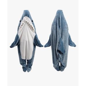 No Brand Shark Blanket Hoodie Onesie for Adult & Kid, Wearable Shark Sleeping Bag, Soft Cozy Onesie Costume XL