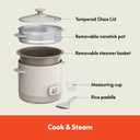 bella 16 Cup Rice Cooker with Steamer, Dishwasher Safe Steaming Basket, Rice Paddle and Measuring Cup, Removable Nonstick Cooking Bowl, Automatic Keep Warm Function, 400 Watt, Oatmilk