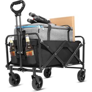 Collapsible Wagon Cart Foldable,Wagon Carts with Wheels Folding,Utility Grocery Lounge for Sand Camping Sports Shopping Outdoor