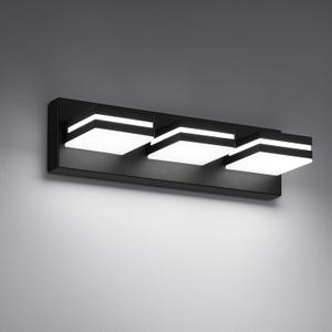 Modern LED Small Bathroom Lights Fixtures 3-Light,Metal Black Acrylic Wall Lighting,Vanity Lights for Bathroom Over Mirror 6000K 16in