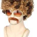 Men Wigs 70s 80s Disco Hippies Afro Wig Short Curly Male Wigs Blonde Mixed Brown Halloween Costume Wig