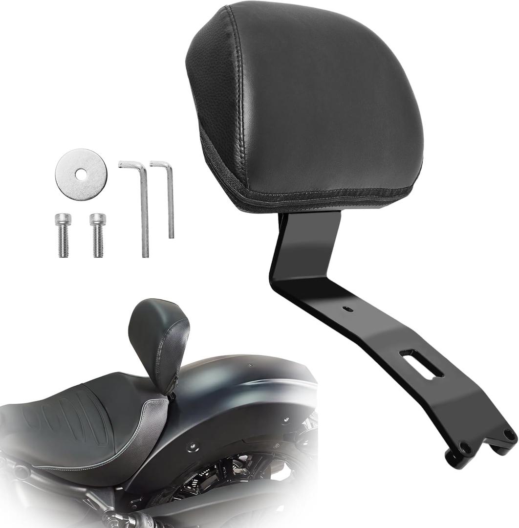 Driver Backrest for Indian Motorcycle, Plug-In Rider Backrest Back Rest Compatible with Indian Scout Sixty/Bobber/Classic Solo 2025+ Accessories,Black