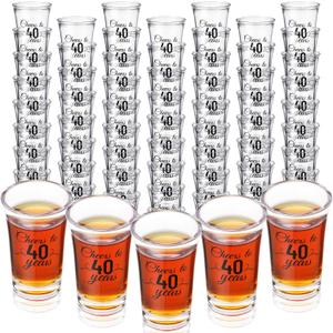 Hushee 100 Pcs 40th Birthday Shot Glasses Bulk, 1.4oz Cheers to 40 Years Shot Glass Cute 40th Birthday Party Favors for Guests, Decorations Shot Glass for Birthday Party, Wedding, Company Anniversary (Black)
