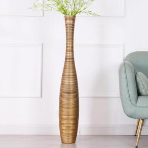 Leewadee Decorative Tall Floor Vase for Living Room Decor, 41 inches, Gold, Resin