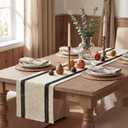 Artoid Mode Black Stripe Woven Table Runner, Seasonal Holiday Hollow Kitchen Dining Table Decoration for Home Party Decor 12x120 Inch