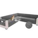 Waterproof L Shaped Couch Cover for Sectional Sofa Velvet Quilted Corner Sofa Cover L Shape Furniture Protector Slipcover Set with Non Slip Straps for Pets Dogs Kids (XX-Large, Dark Grey)