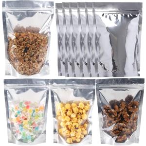 200 Pack Mylar Bags with Window for Food Storage and Resealable for Small Business Packaging Bag Supplies Great for Party Favor Food Storage (Silver, 5x8Inches)