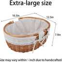 Large Wicker Picnic Basket with Handles,Handle Sturdy Woven Body with Removable and Washable Lining,Outdoor Camping,Gift Packing,Garden Picking, Storage.White