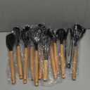 Kitchen Utensils Set - 12 Pcs Silicone Cooking Utensils Set with Wooden Handle - Heat Resistant Non-Stick BPA Free Spatula Set,Turner, Spoon, Brush, Silicone Kitchen Gadgets Utensil Set