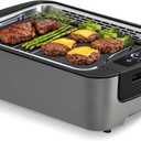 Smokeless Indoor Grill, Amornest Electric Indoor Grill 1100W for Korean BBQ with Dual Turbo Smoke Extractor, LED Smart Display & Dual-Zone Nonstick Grills Plate, 6-Level Temp Control, Dishwasher Safe