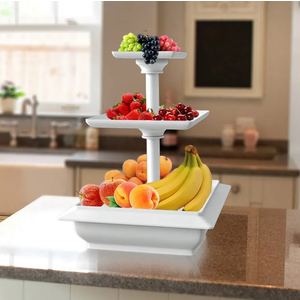 Chef Buddy 3-Tier Cupcake Stand - Square Display Stand for Birthday, Tea Party, Wedding, or Baby Showers - Dessert Table Display Set (White)