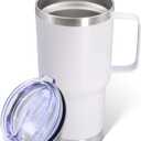 20 oz Tumbler with Handle and Lid, Stainless Steel Tumbler Insulated Travel Coffee Mug, Spill Proof Double Wall Vacuum Tumbler Cup Keep Drink Hot & Cold, White, 1 Pack