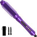 Thermal Brush 1 Inch for Short Hair, Anti-Scald & No Falling Off Flexible Silicone Bristles Heated Round Brush, Ceramic Tourmaline Styling Brush, 5 Temperatures Curling Brush, Dual Voltage