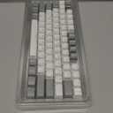 Happy Balls PBT Keycaps Backlit Cherry MX Keycap Set Doubleshot OEM Profile Translucent for US UK Layout 61 68 84 87 104 108 MX Switches Mechanical Keyboard (White Grey)