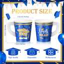 Maxcheck 75 Pcs Graduation Decorations 7 oz Ice Cream Paper Cups with Handles Bulk Congrats Grad Disposable Class of 2026 Cold Chocolate Beverage Tea Coffee Cups for Holiday Party Supplies(Blue)