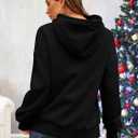 FRYAID Christmas Hoodie Women Merry Christmas Tree Sequins Sweatshirts Cute Xmas Snowman Santa Claus Sweater Holiday Pullover (Large, B-black)